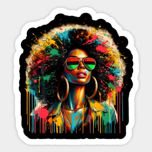Juneteenth Black Womens Queen Afro African Melanin Dripping Sticker